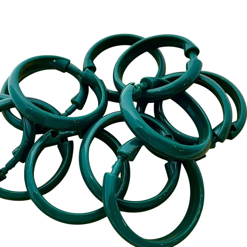 Vintage Forest Green Plastic Grandma Core Shower Hooks 80s Style